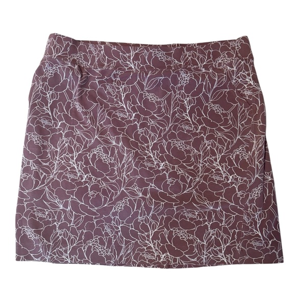 Duluth Trading Co Purple Mauve Floral Pencil Pull On Skort sz XL - Picture 1 of 14